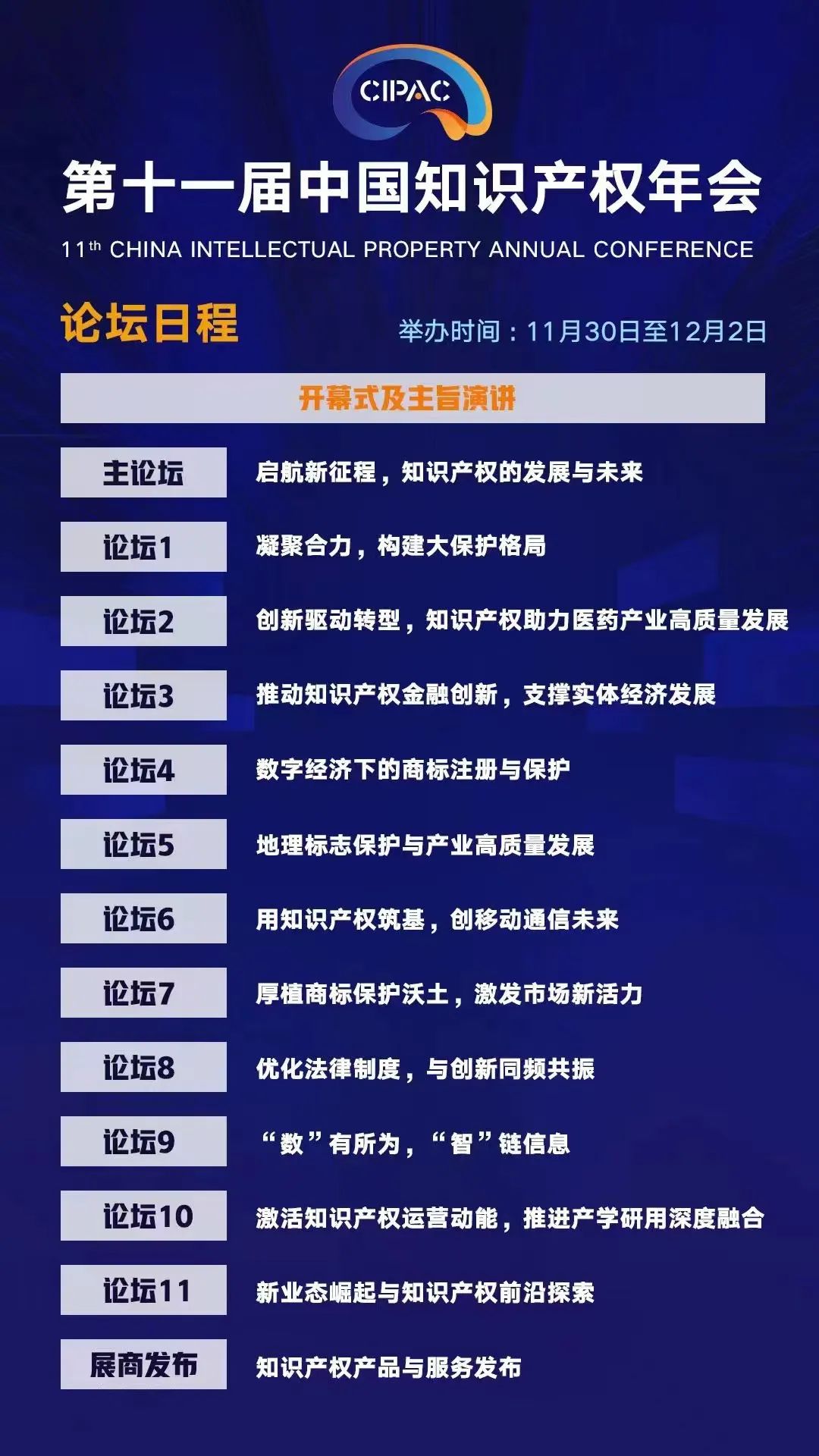 第十一届中国知识产权年会将于2022年11月30日至12月2日在线举行_知识产权